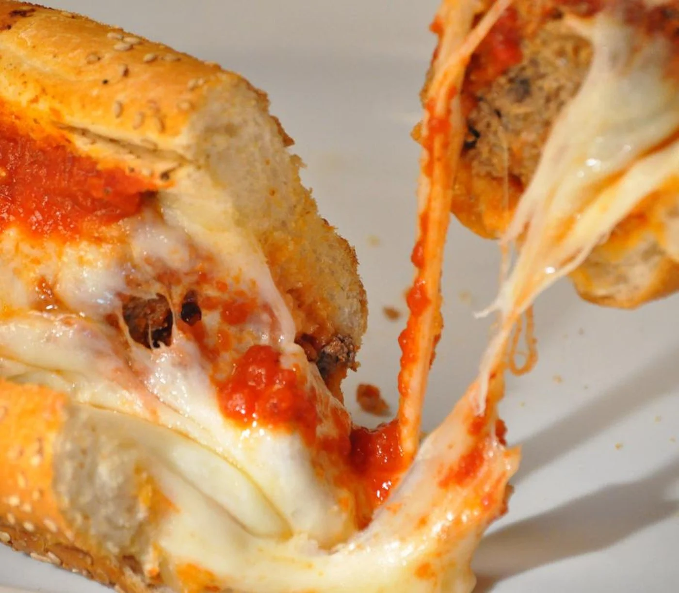 Parmigiana hero with melted mozzarella