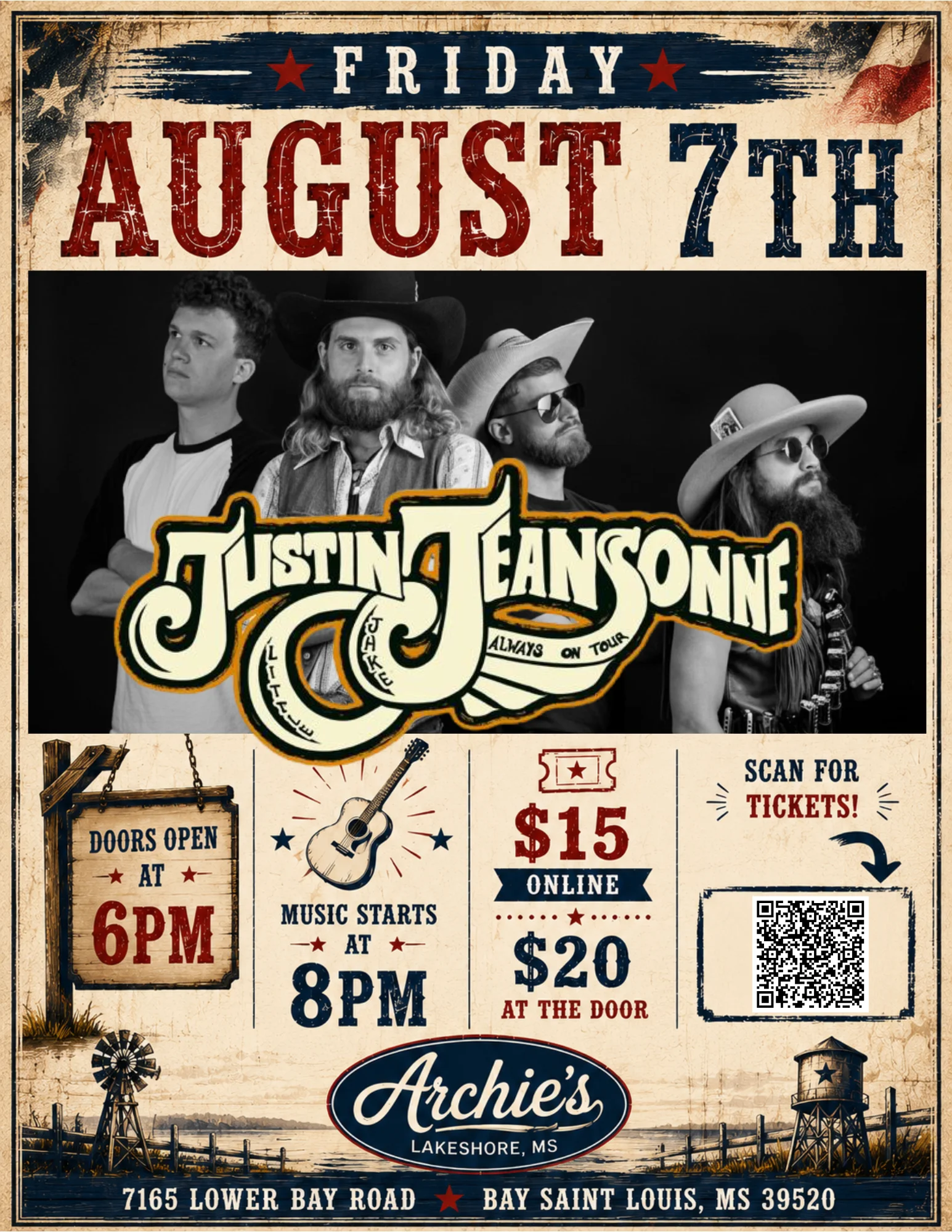 Live music event poster for Junior Lacrosse Band at Archie's