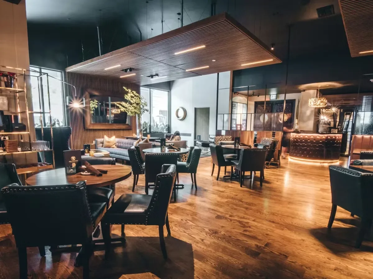 Delicious gourmet burger with fresh toppings on a wooden table
