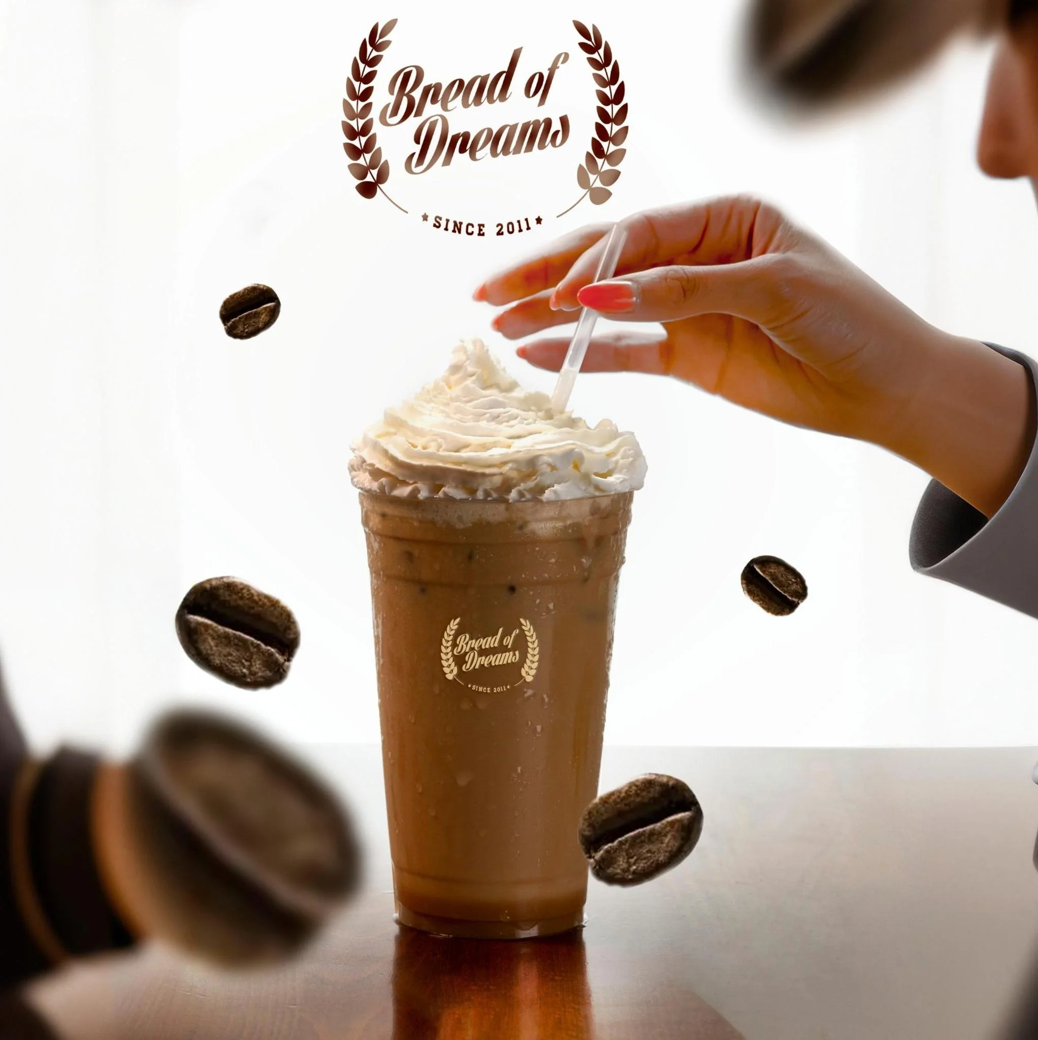 Iced coffee iced latte coffee beans espresso whipped cream