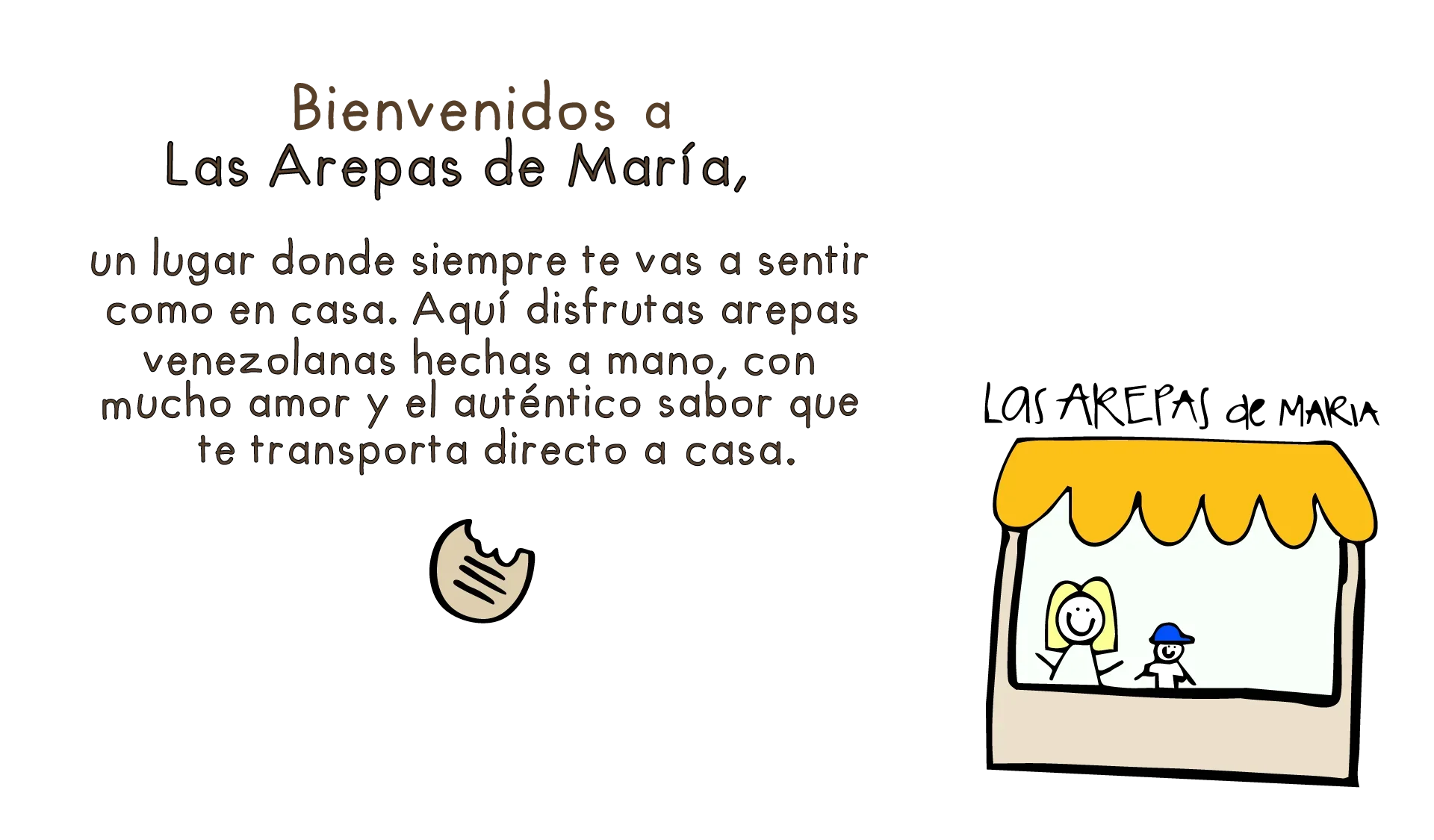 Welcome sign for Las Arepas de María, a Venezuelan arepa restaurant