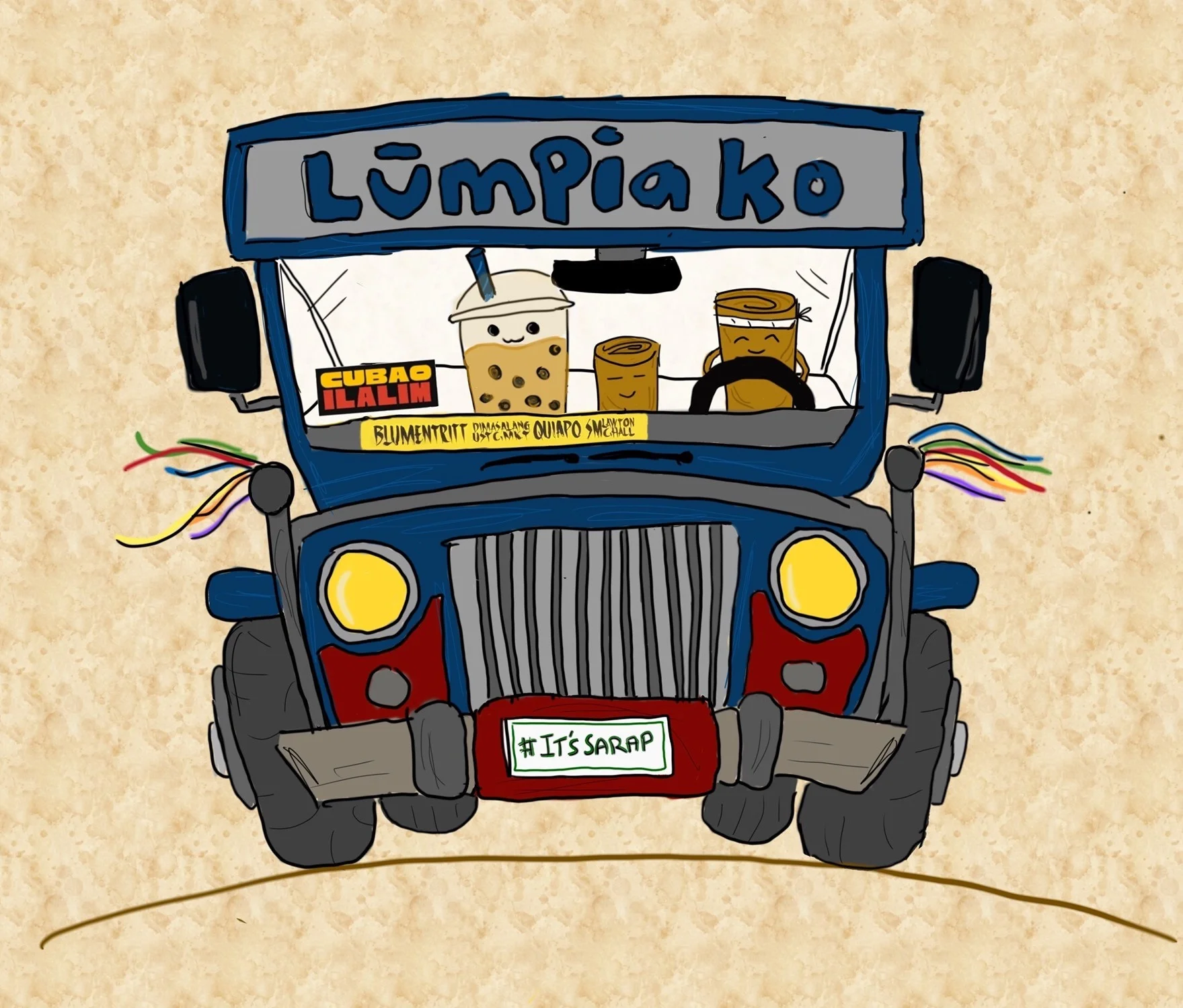 Colorful food truck serving Filipino lumpia