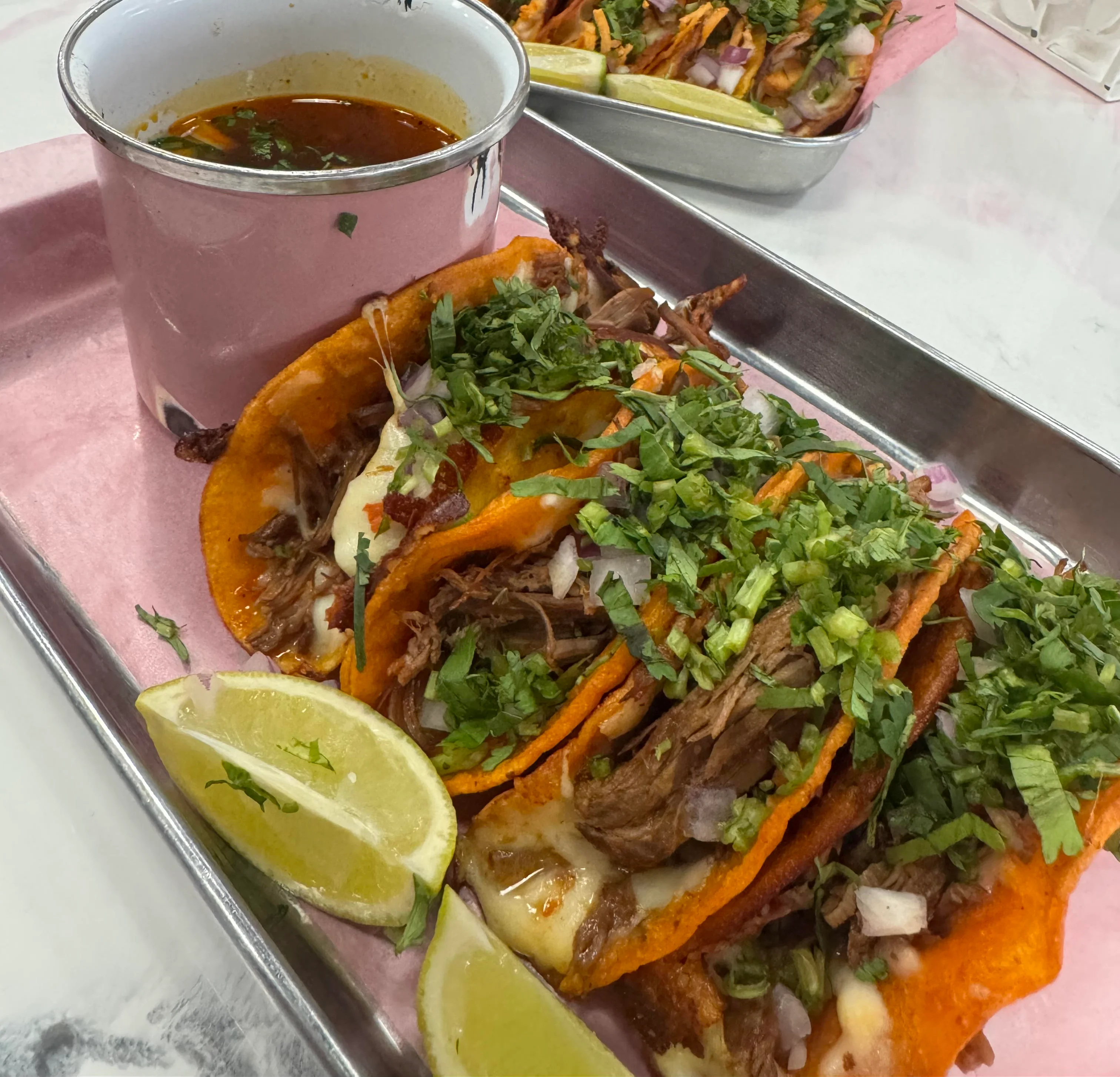 Delicious Mexican tacos with beef and fresh toppings
