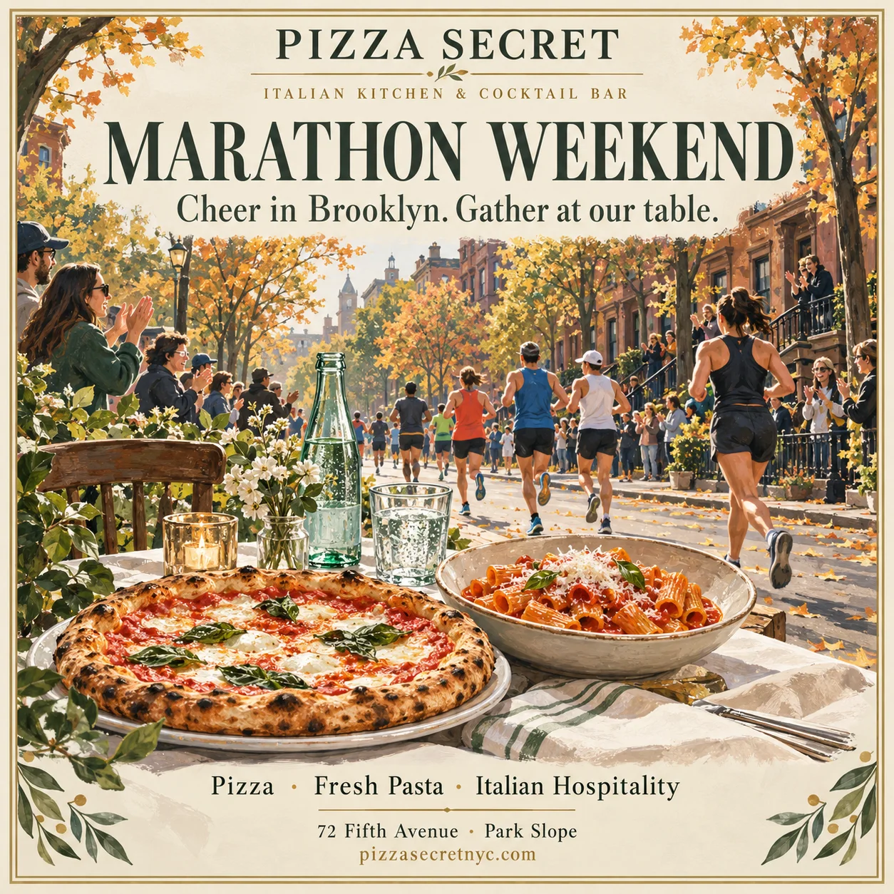 Marathon Weekend at Pizza Secret: pizza, fresh pasta and Italian hospitality in Park Slope