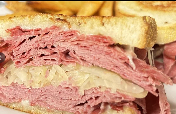 Classic Reuben sandwich with corned beef and sauerkraut