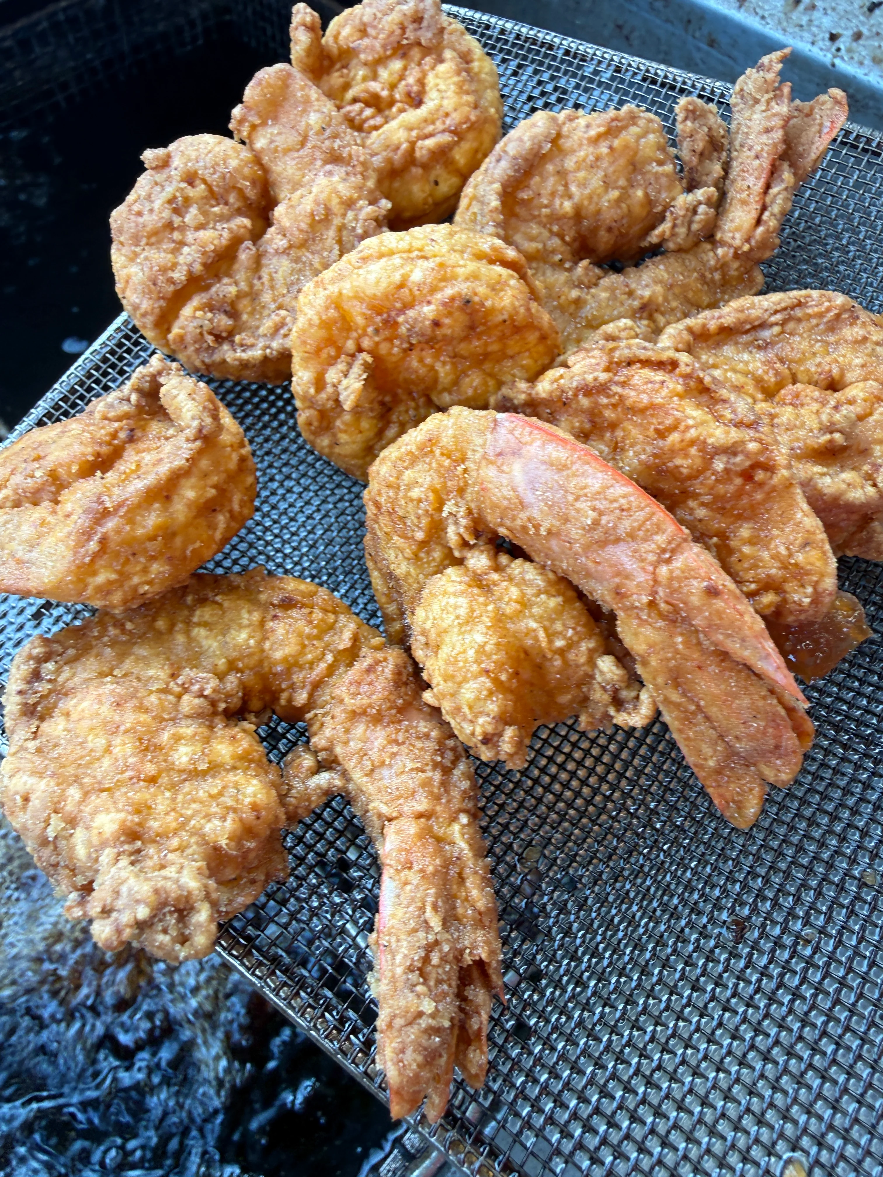 Crispy Southern fried shrimp served hot
