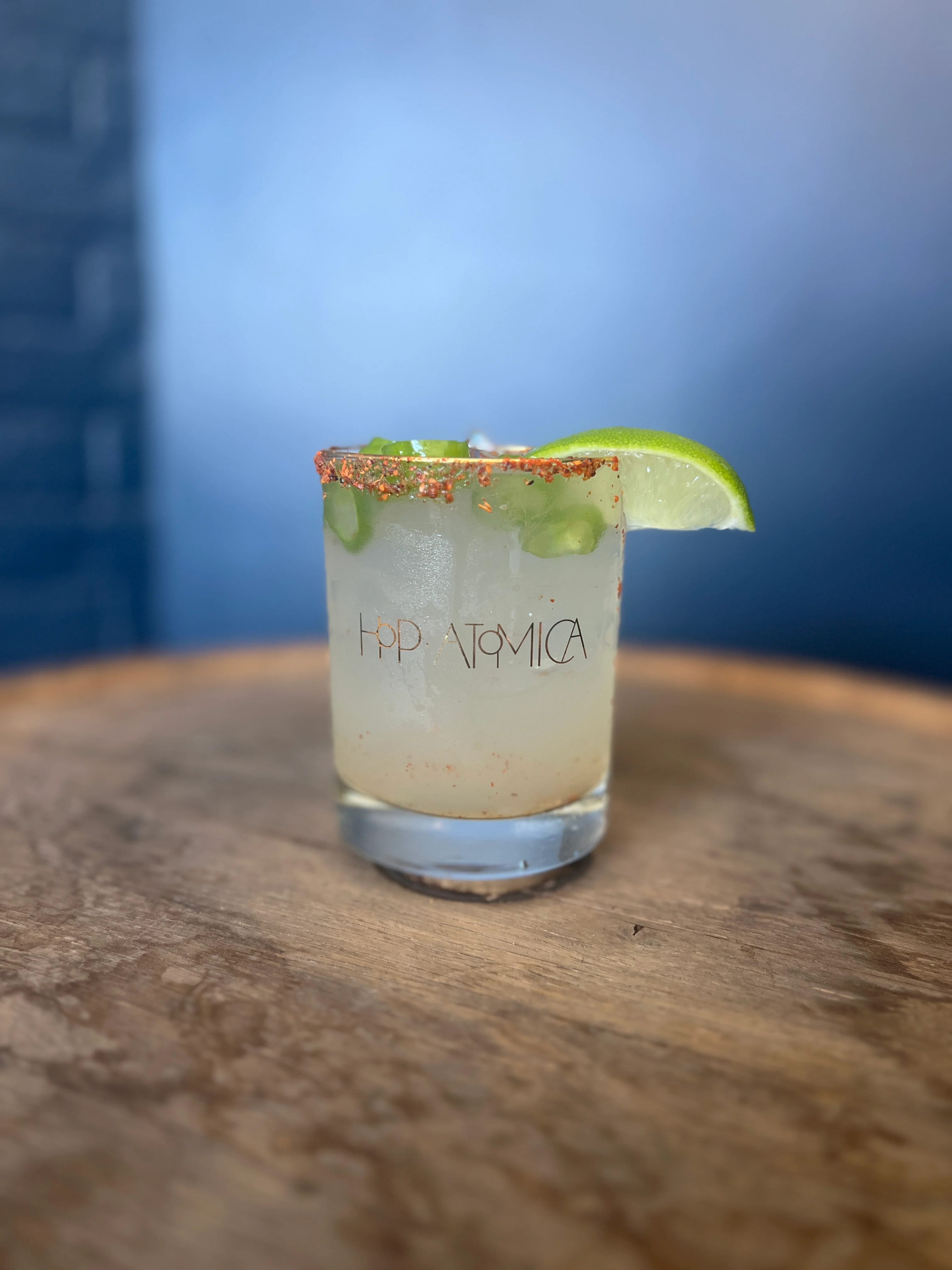 Refreshing margarita cocktail with lime and chili rim