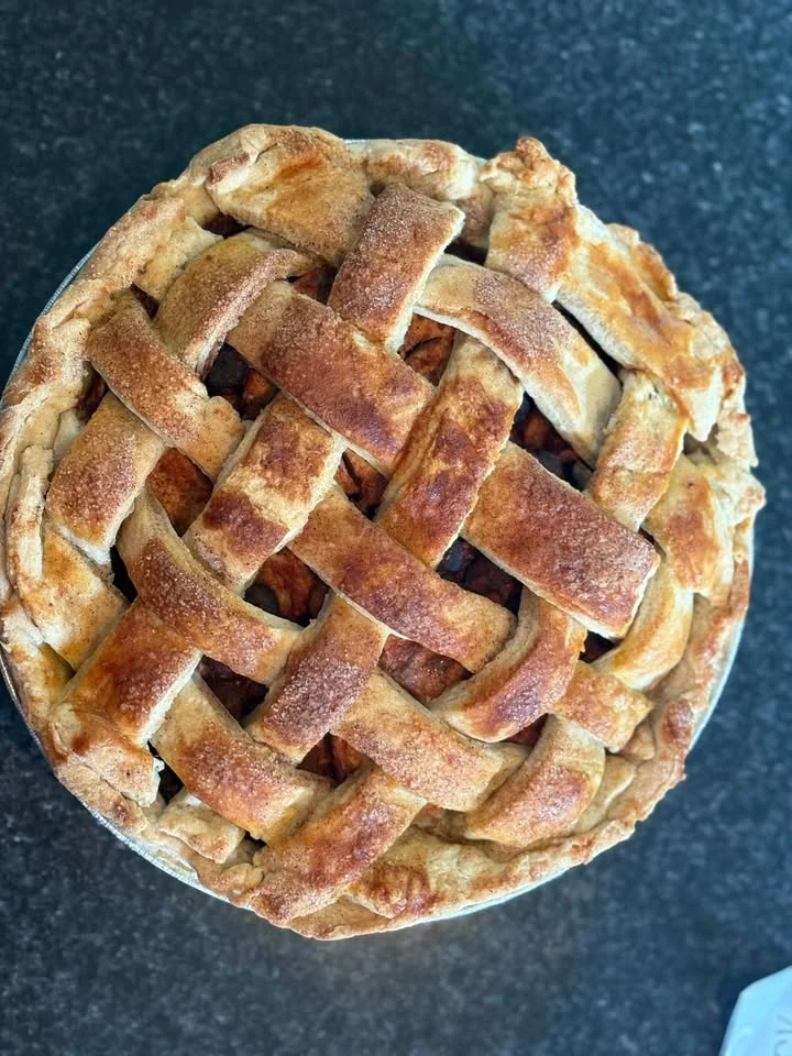 Golden apple pie with a lattice crust
