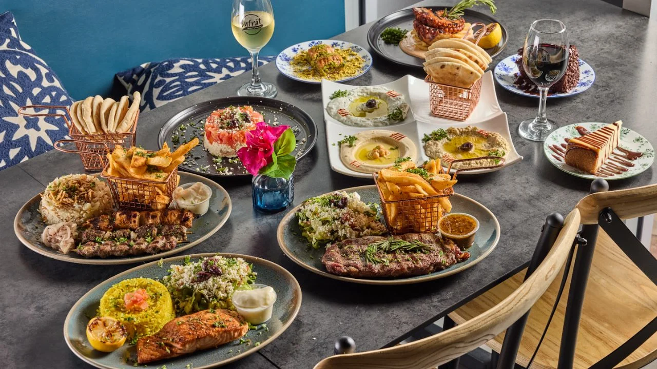 Lunch spread at Sufrat Grill.