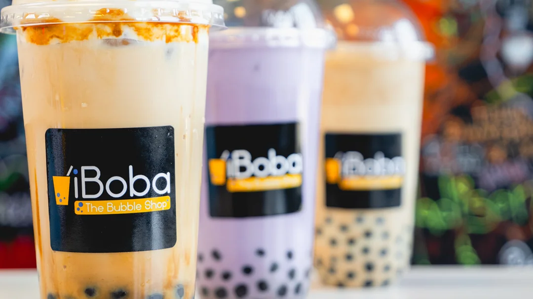 Assorted bubble tea drinks from iBoba shop