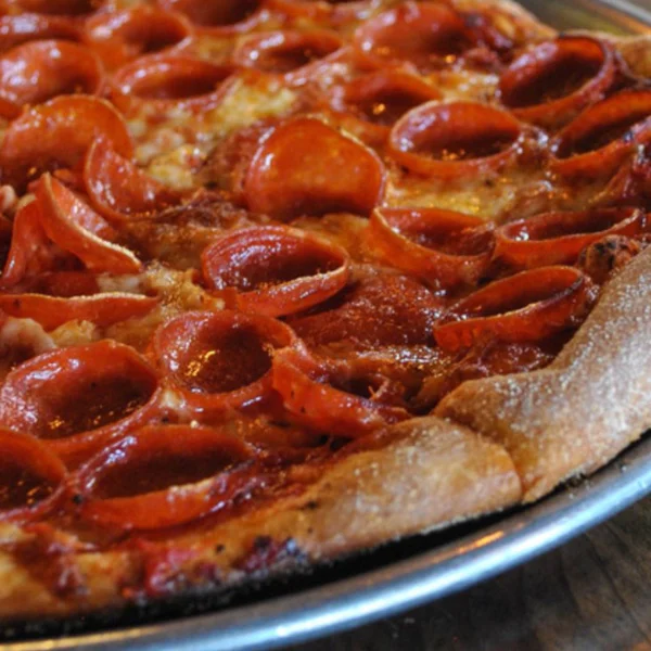Pepperoni pizza with a crispy crust