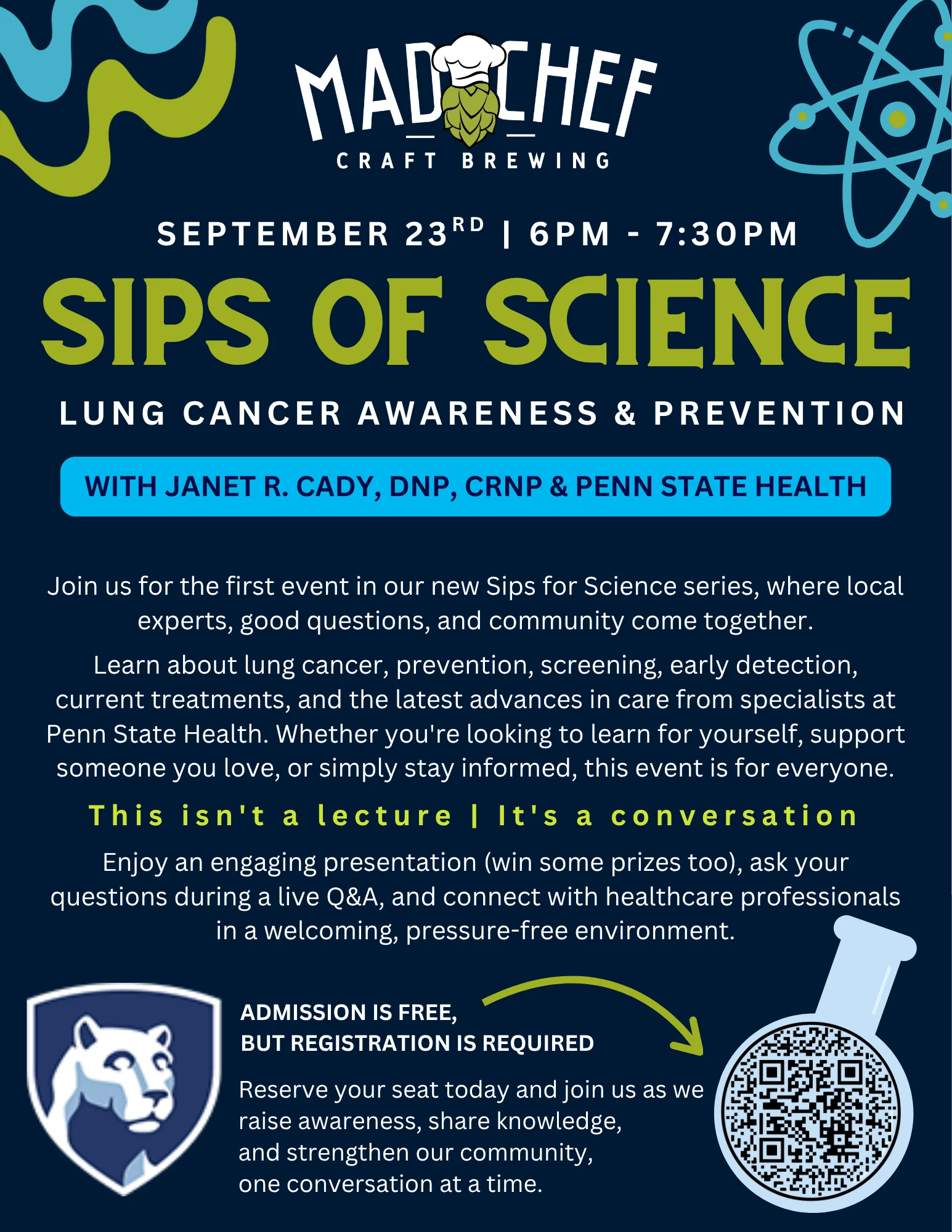 Event flyer for lung cancer awareness and prevention discussion