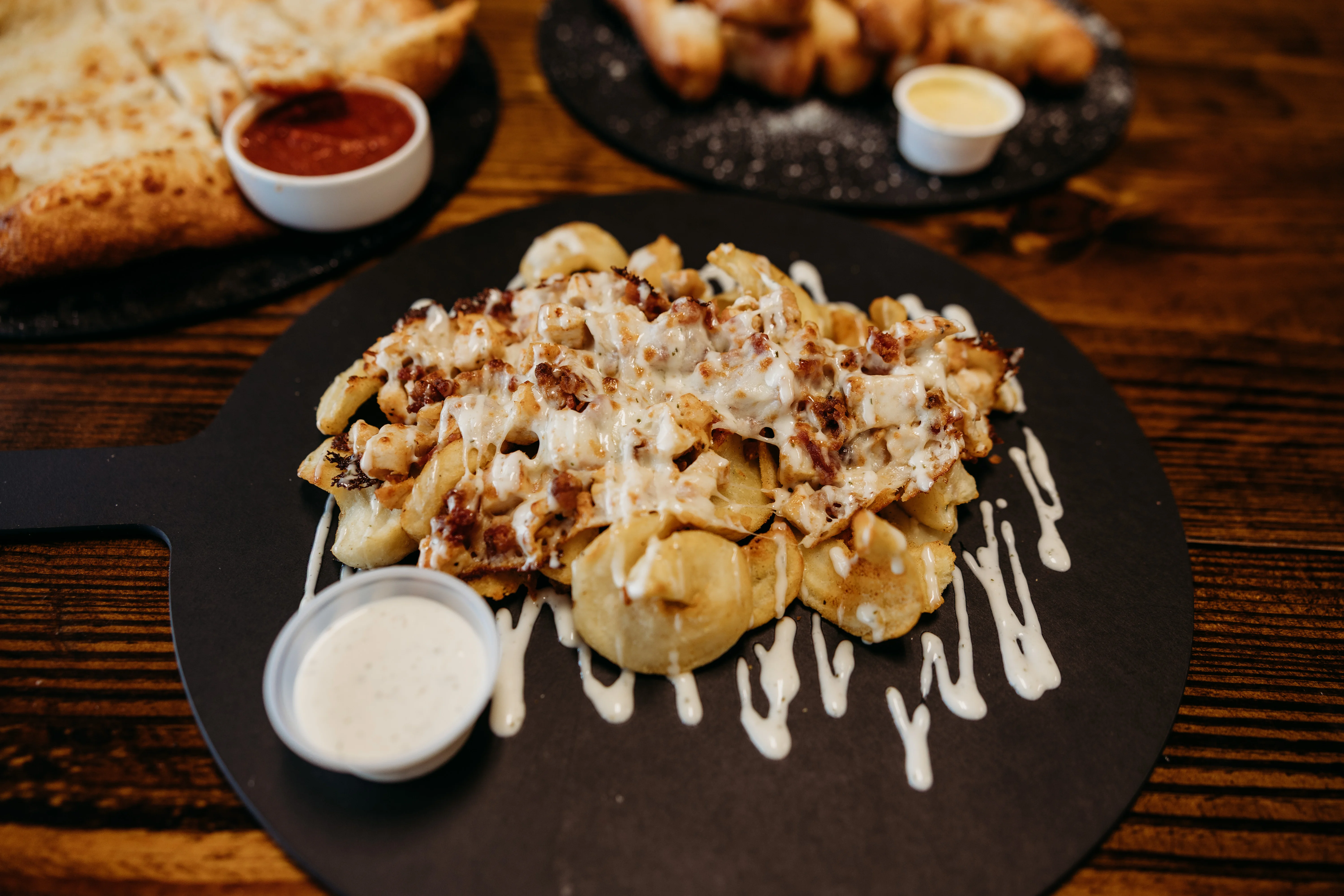 Loaded Canadian poutine with cheese and gravy