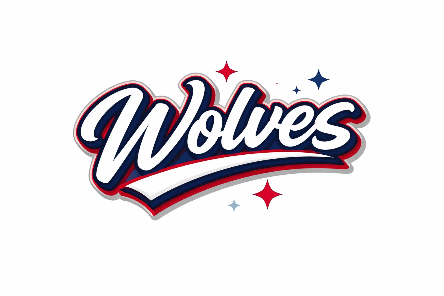 Stylized logo featuring the word 'Wolves' in bold colors