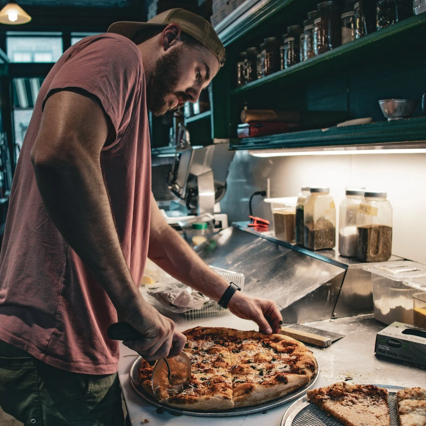 A restaurant chef preparing a dish