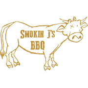 Logo of Smith J's BBQ featuring a cartoon cow