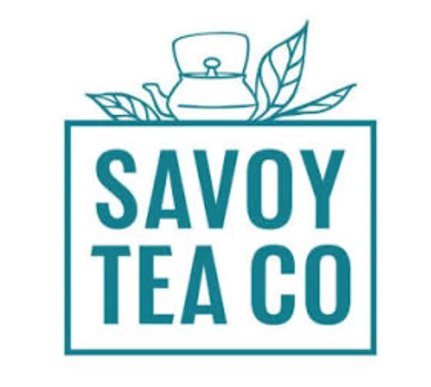 Savoy Tea Co logo featuring a teapot and tea leaves