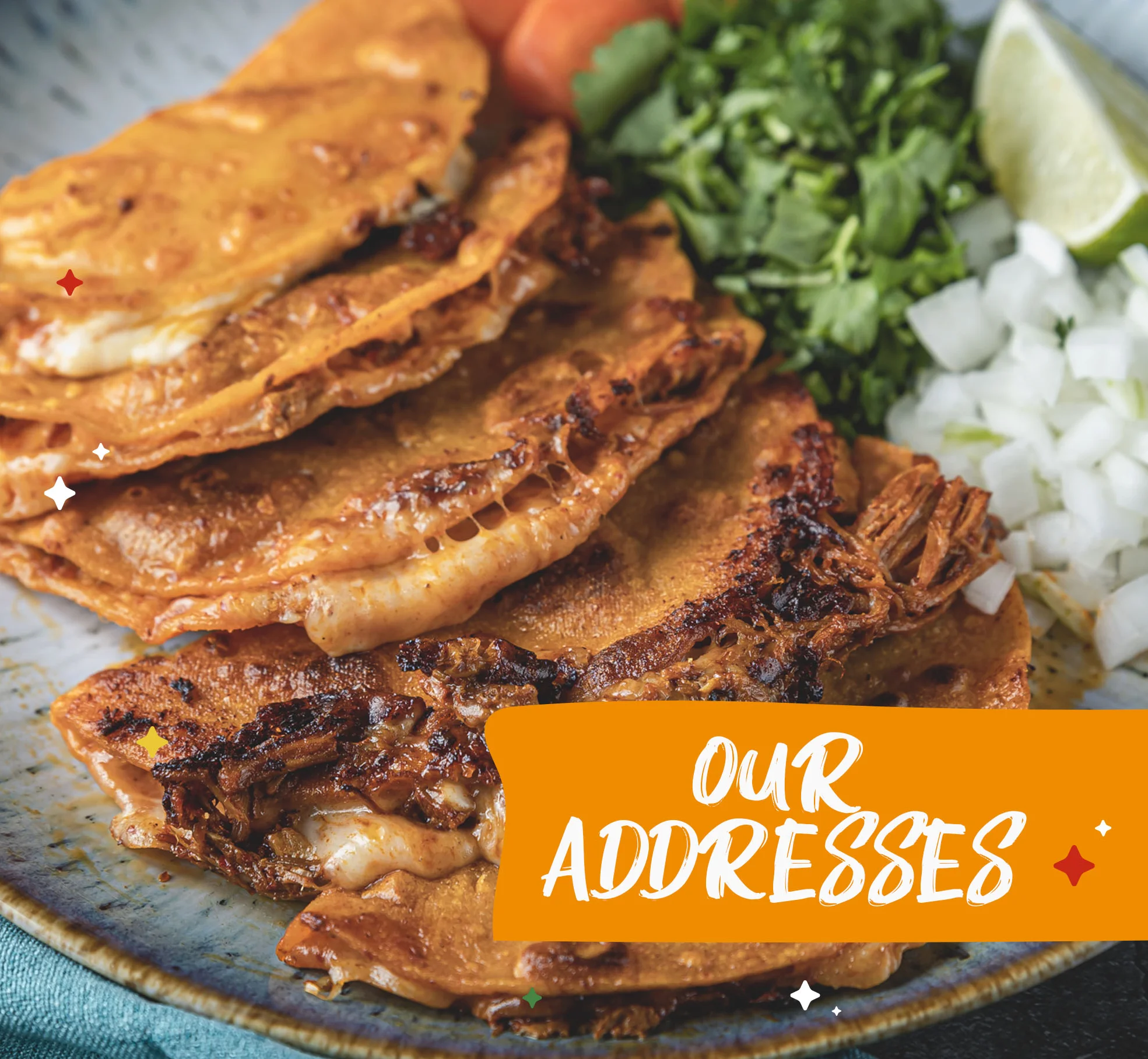 Crispy Mexican quesadillas with fresh toppings