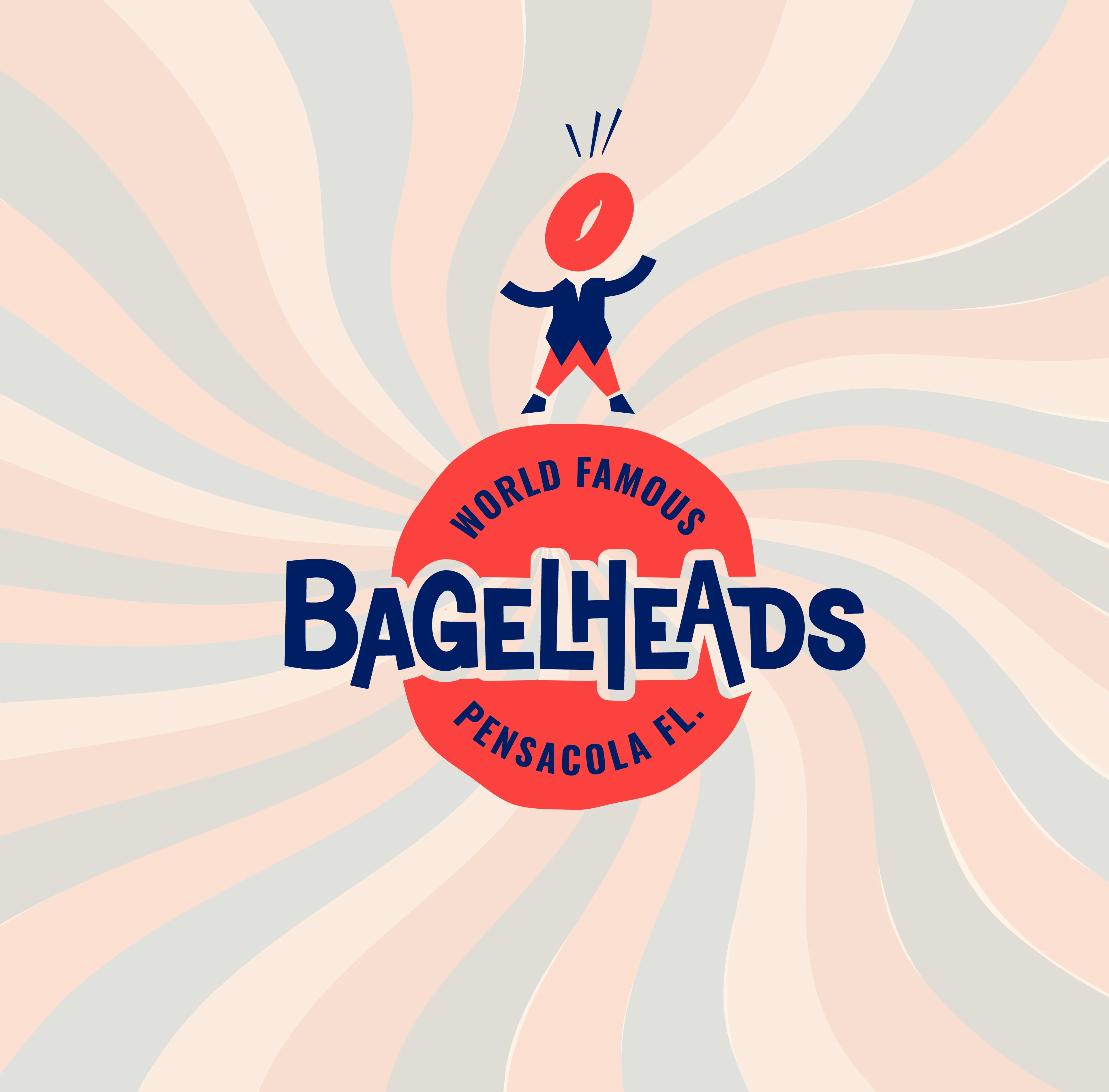 Logo of BagelHeads, a famous bagel shop in Pensacola, FL