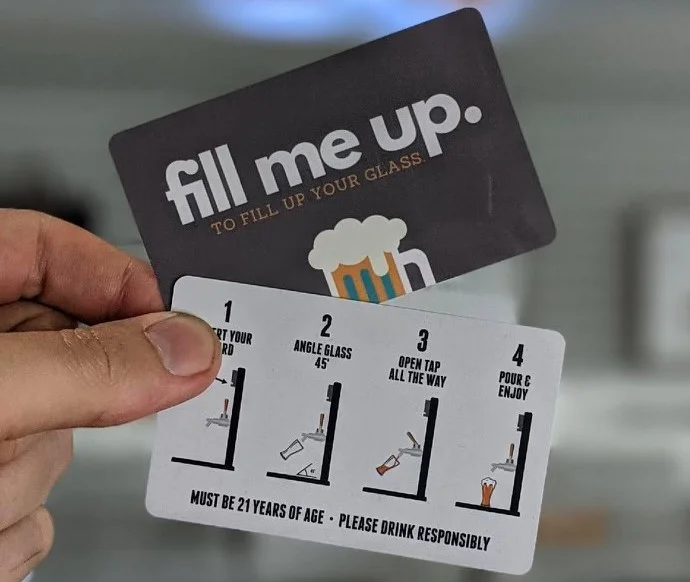 Instruction card for self-serve beer tap system