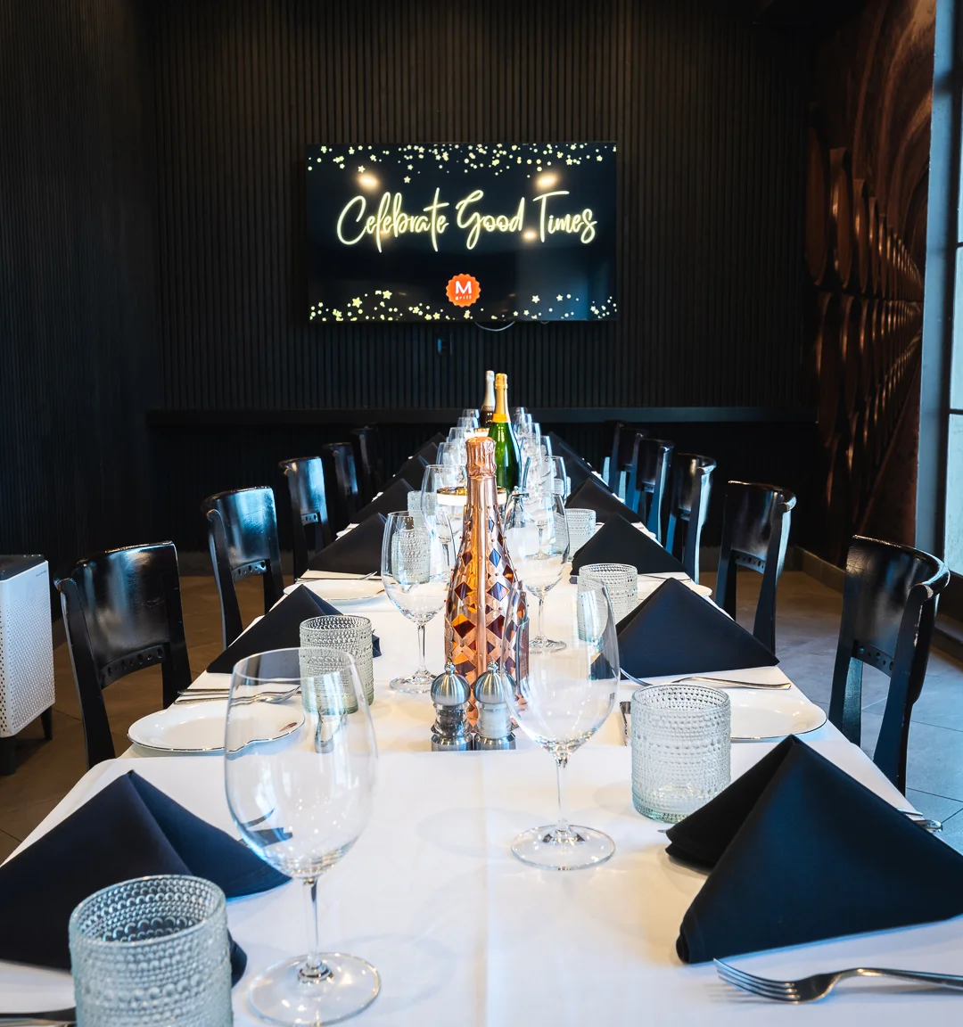 Elegant dining setup with a celebratory theme