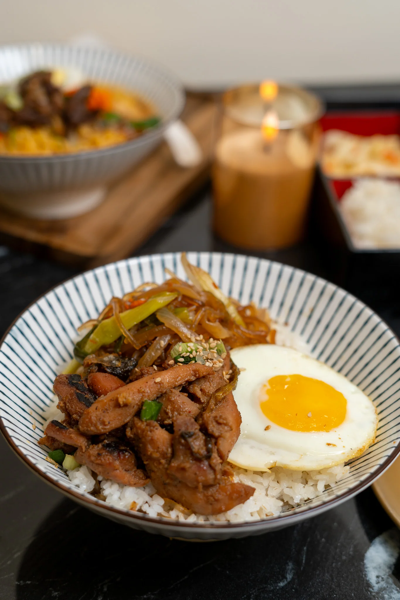 Korean bulgogi rice bowl with fried egg