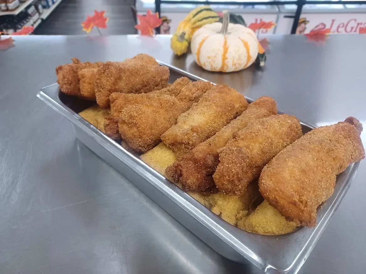 Southern fried catfish fillets served with cornbread