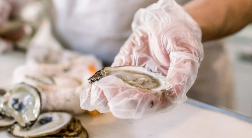 Oyster being shucked