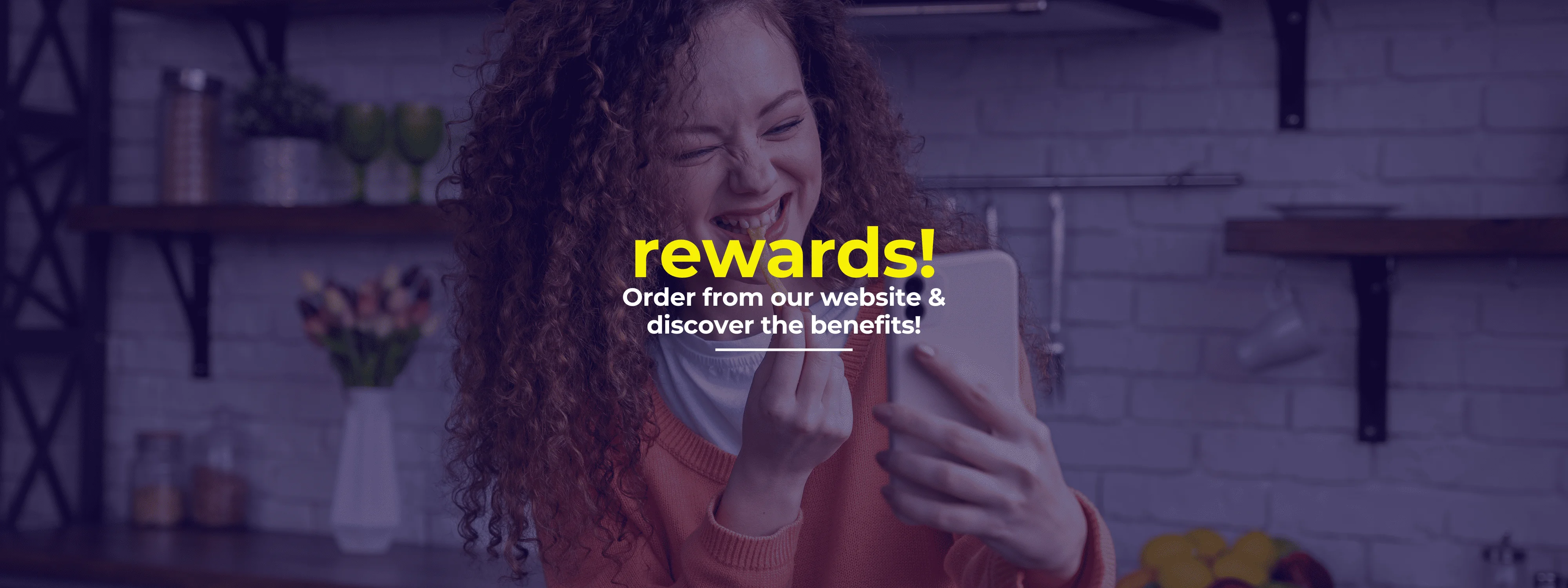 Excited customer engaging with rewards program on a tablet
