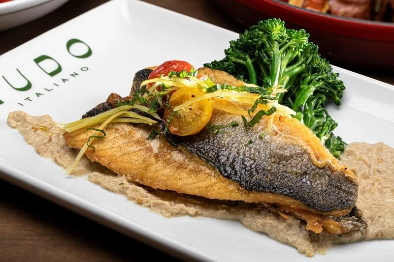 Pan-seared Italian branzino with broccolini