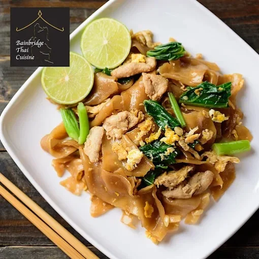 Pad See Ew, a classic Thai stir-fried noodle dish with chicken