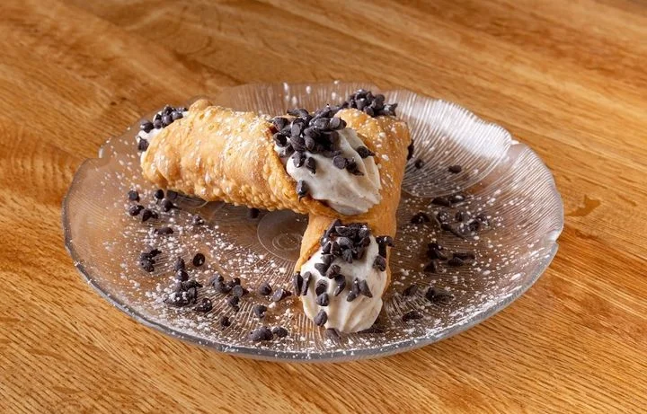 Delicious Italian cannoli with chocolate chips