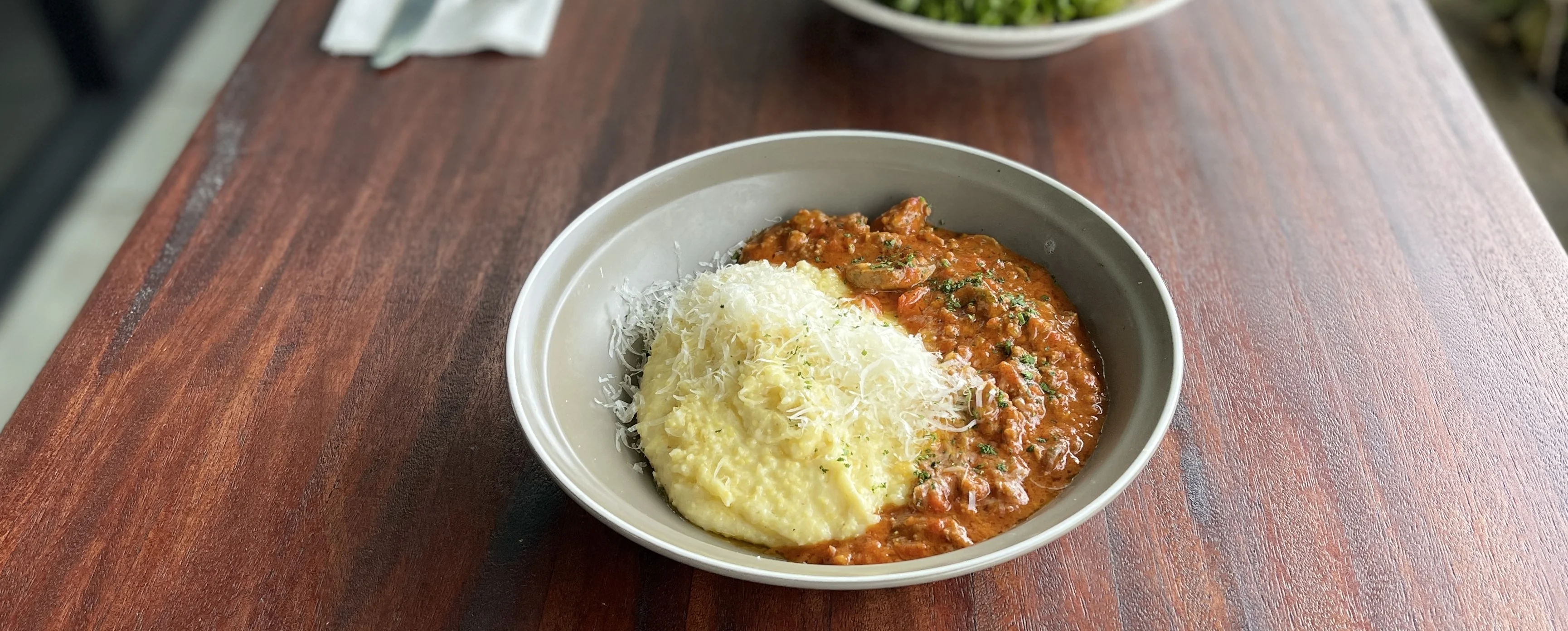 Soft Polenta with Bolognese Sauce