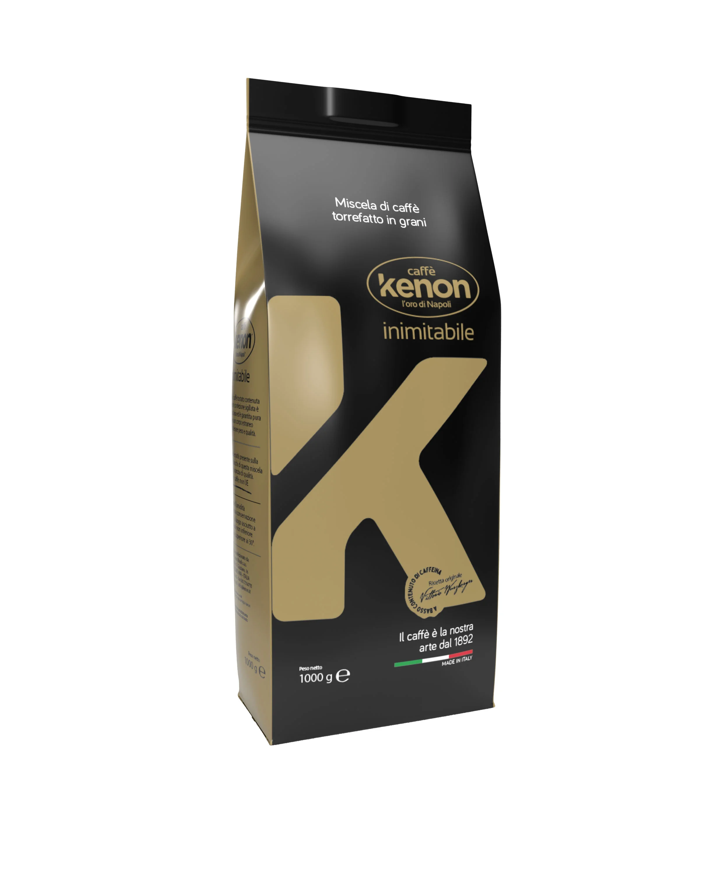 Premium Italian coffee beans in a stylish bag