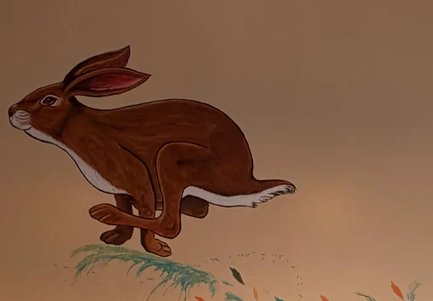Rabbit running from the Rabbit Hole in our Battle Ground coffee shop.