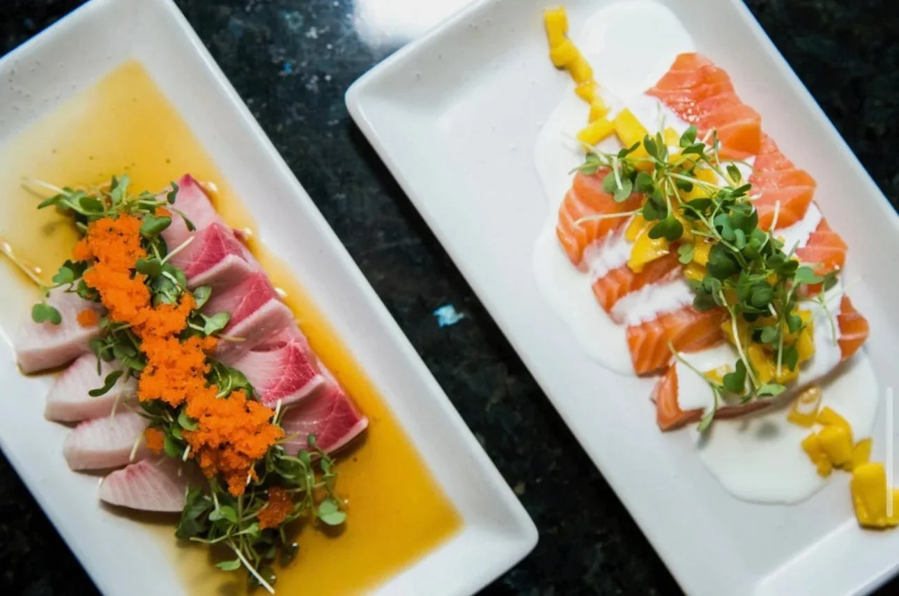Japanese sashimi platter with tuna and salmon