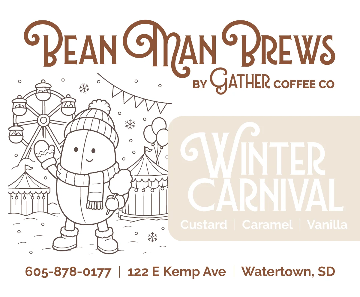 Winter Carnival promotional graphic for Bean Man Brews coffee shop