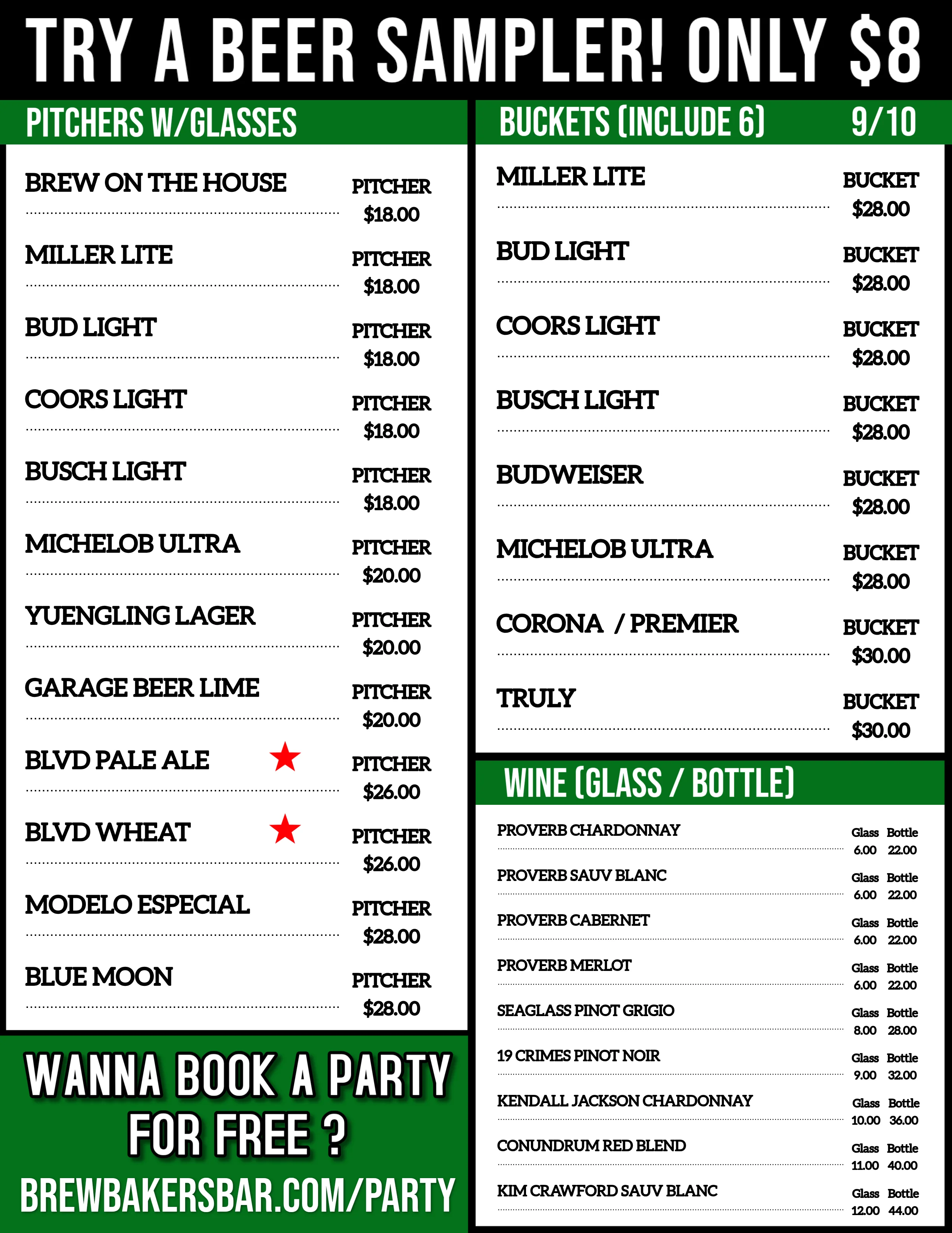 A detailed beer list featuring various craft beers and styles.