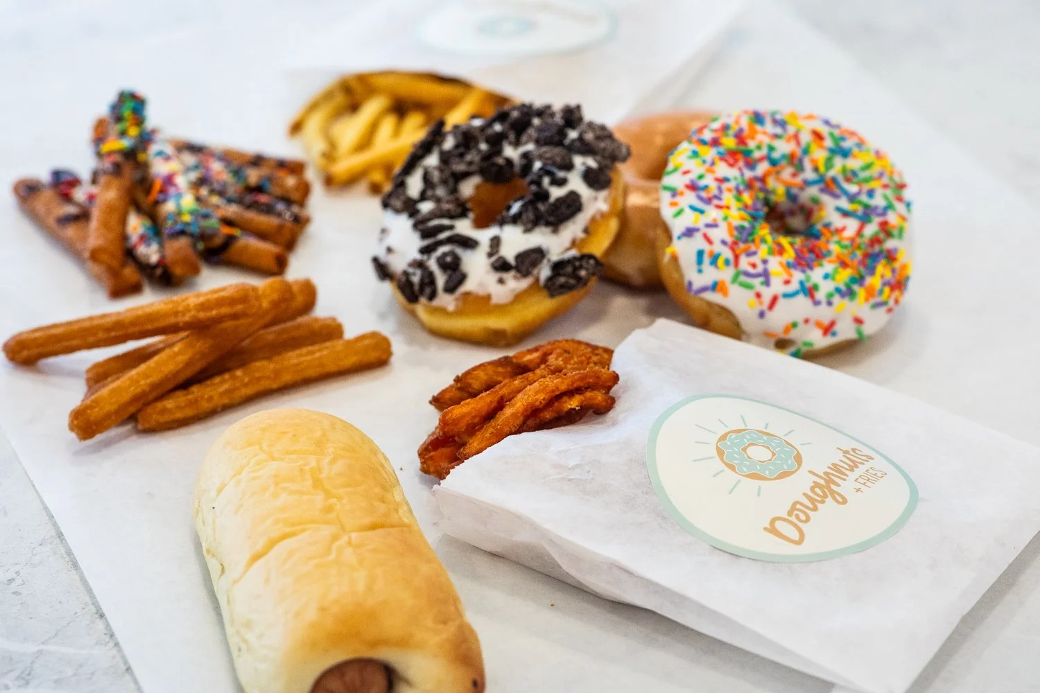Assortment of Doughnuts and Fries