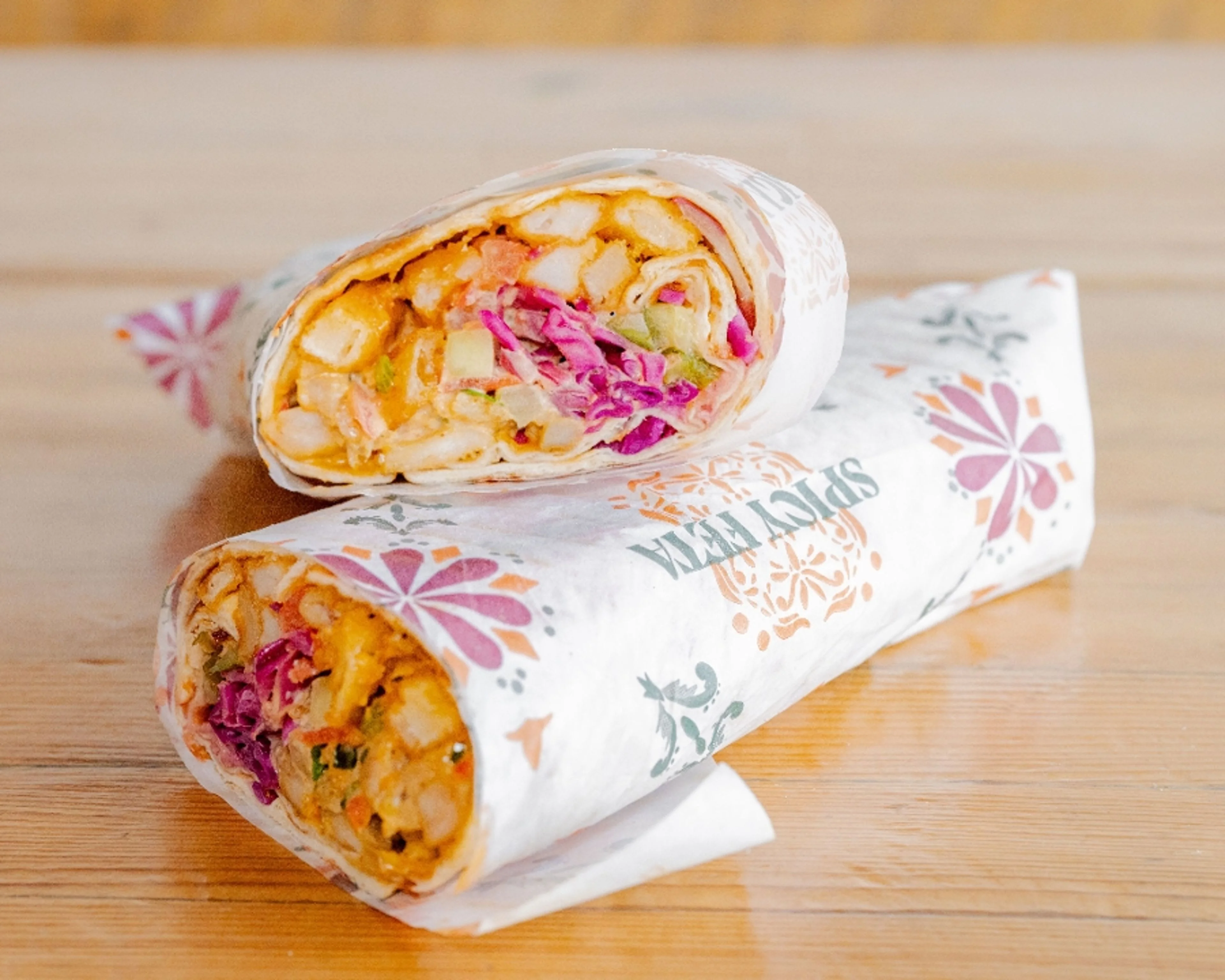 Delicious Indian kathi roll with spiced filling