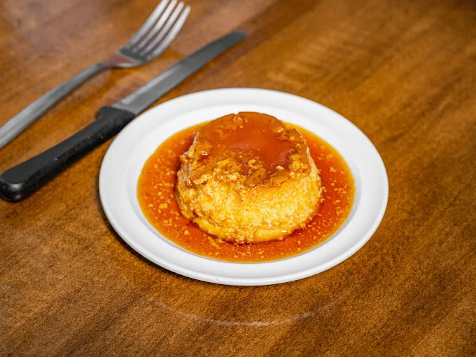 Delicious flan dessert with caramel sauce