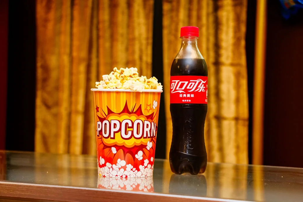 Classic movie theater popcorn and cola