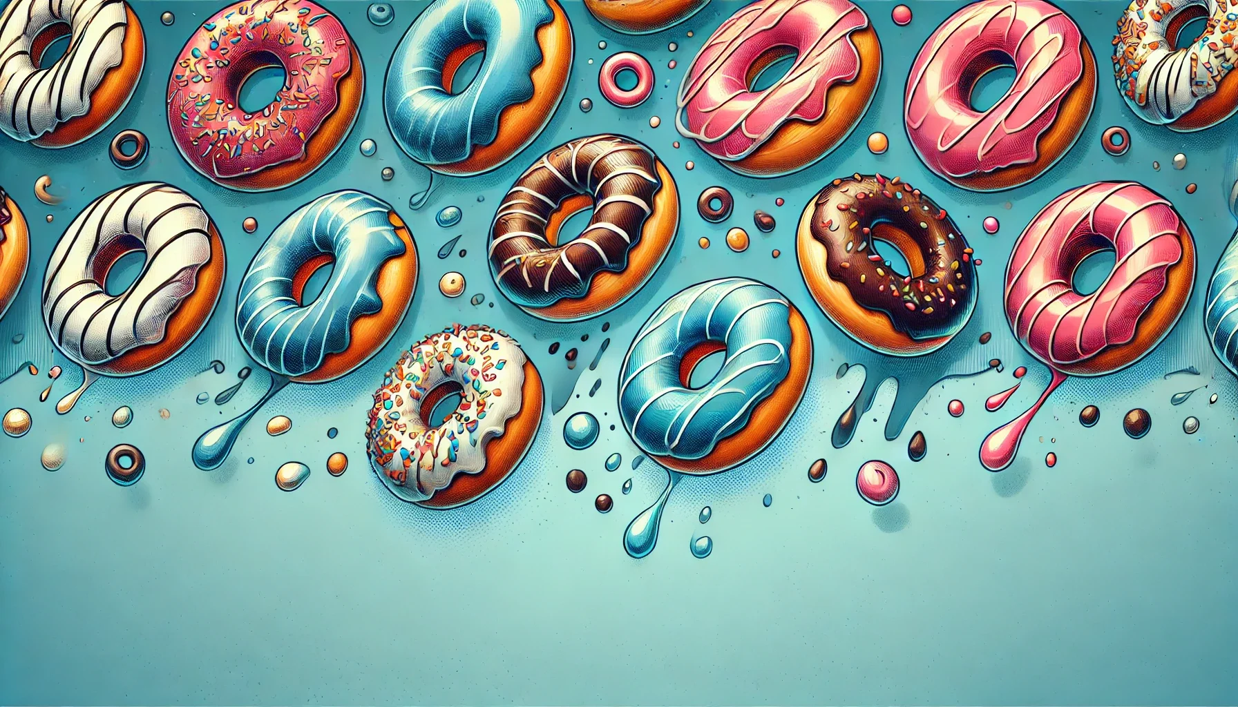 Colorful assortment of donuts on a blue background