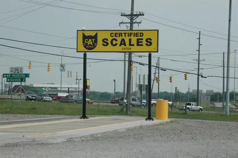 Sign for certified truck scales at a weigh station