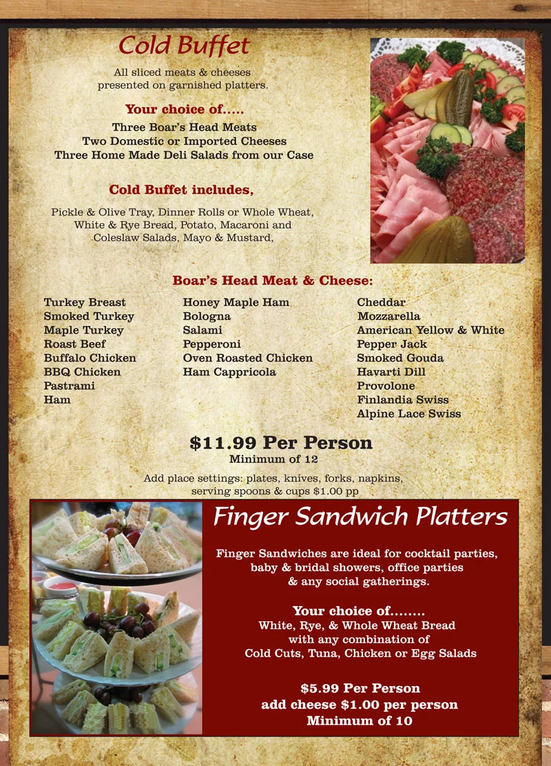 Cold buffet platter with assorted meats and cheeses