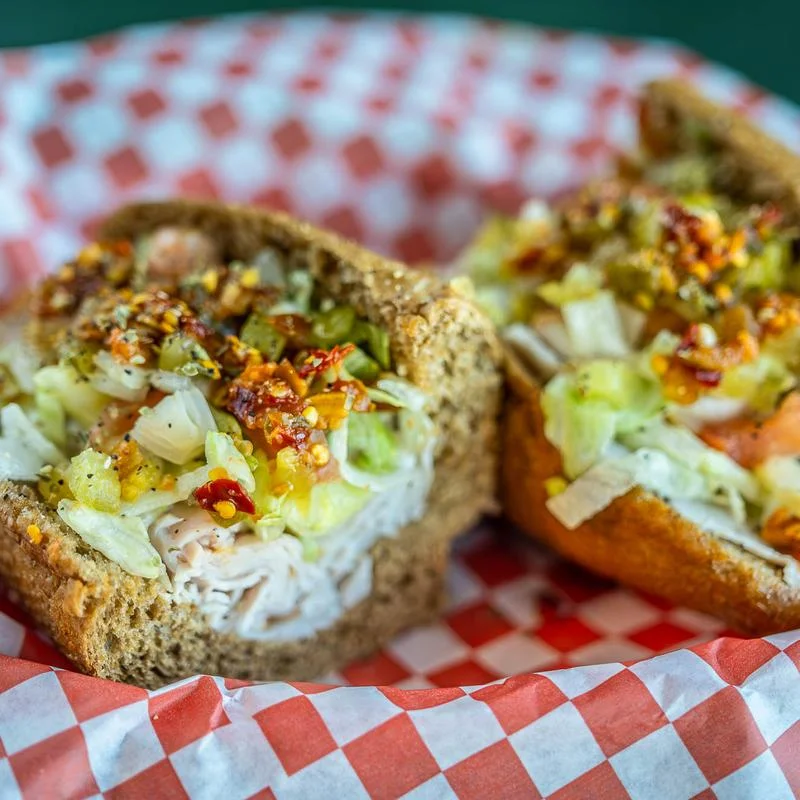 Savory Italian hoagie sandwich with fresh toppings