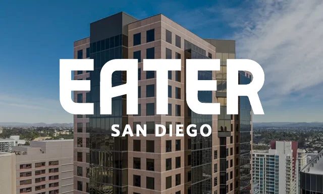 Eater San Diego logo over a city skyline