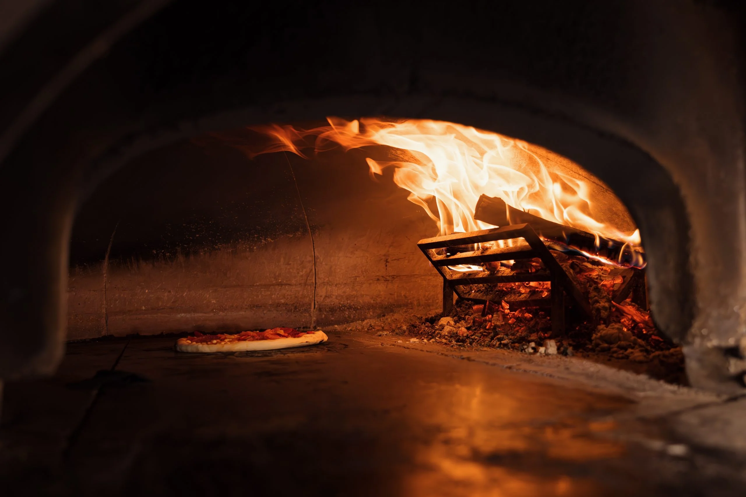 A brick pizza oven