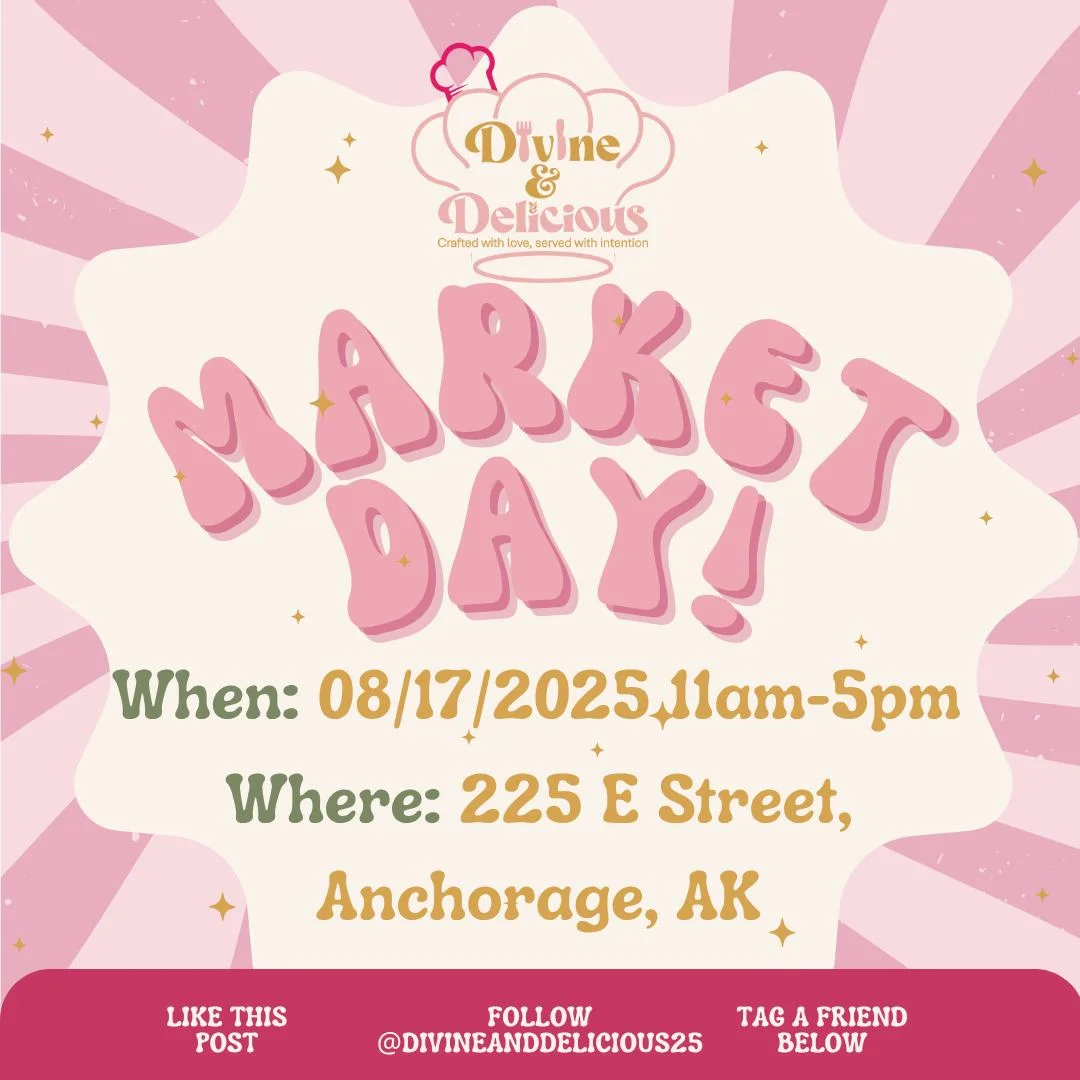 A promotional graphic for a market event, featuring the date, time, and location. The design includes pastel colors and decorative elements.