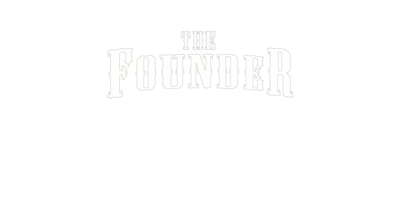 Logo of The Founder restaurant featuring bison and BBQ theme